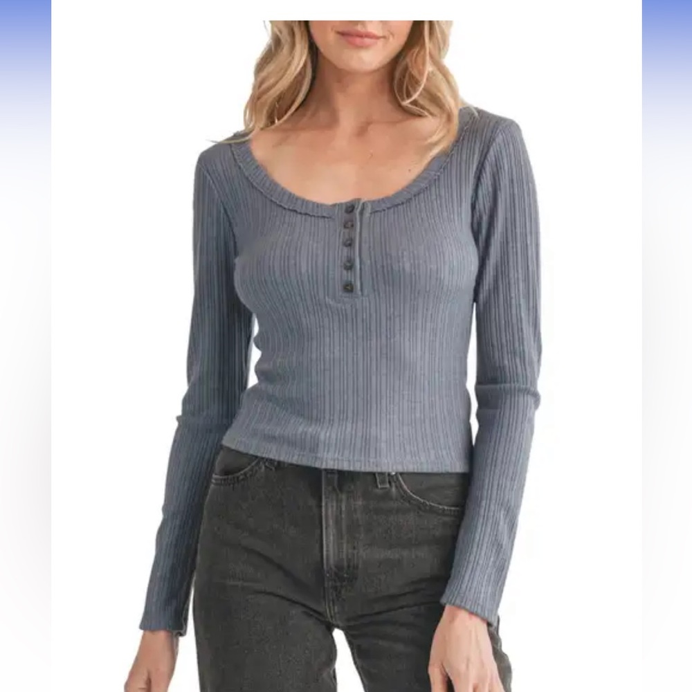 LUSH Button Half-Placket Long Sleeve Shirt